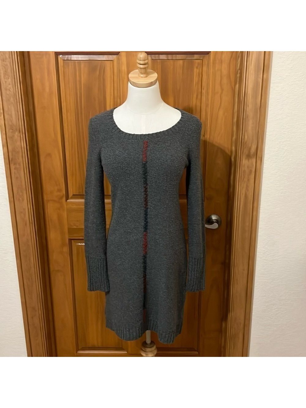Like New Peruvian Collection Gray Dress W/ Color Stripe Size Xs